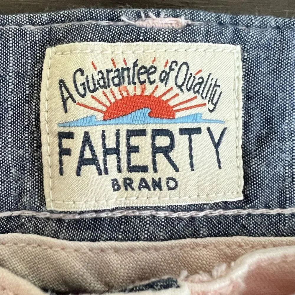 Faherty Malibu Shorts Men‎ 44 Summer Pink Linen Walking Casual Golf 9